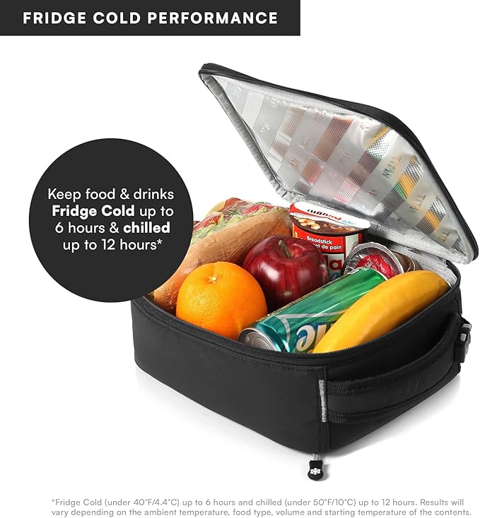 Titan Fridge Cold Upright Lunch Box With 2 250g Ice Walls®, Black Ice
