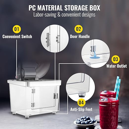 VEVOR 110V Commercial Ice Crusher 661LBS/H, ETL Approved 300W Electric Snow Cone Machine with Dual Blades, Stainless Steel Shaved Ice Machine with Safety On/Off Switch for Family, Restaurants, Bars