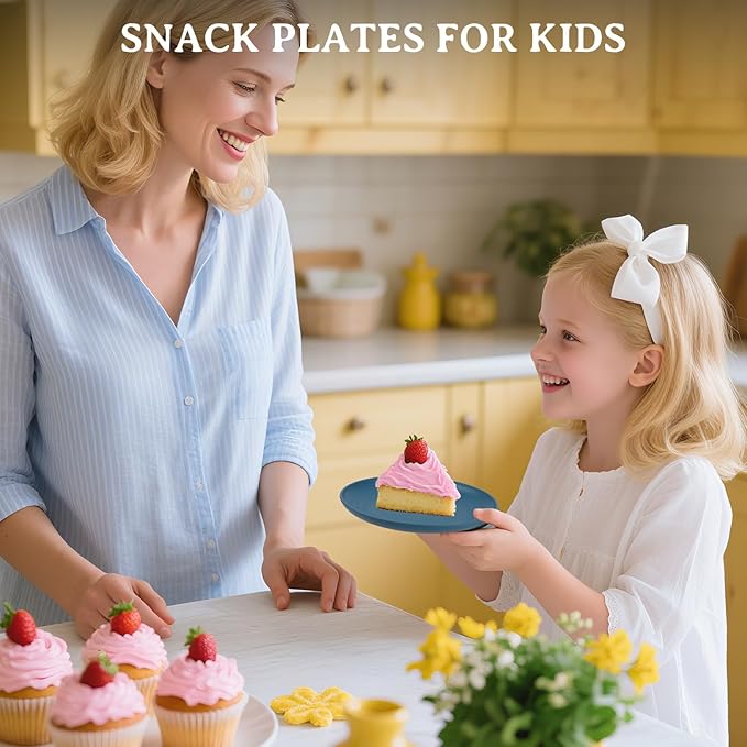 Wrova 5.5Inches Handy Appetizer Plates Set of 8 - Small Wheat Straw Plates 5.5 Inches for Sidedishes - Unbreakable Snack Plate Sets for Indoors and Outdoors Colorful Series