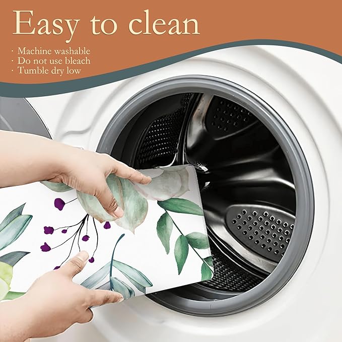 Succulent Flower Dish Drying Mat,Watercolor Plant Drying Rack Pad Countertop Dishes Ultra Absorbent Microfiber Kitchen Counter Mat for Coffee Countertop Decor 18x24 Inch