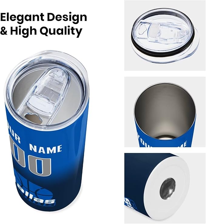 Custom Tumblers Stainless Steel Cup Personalized Basketball Insulation Travel Mug Add Your Name Number 20 oz Fans Gift for Men Women