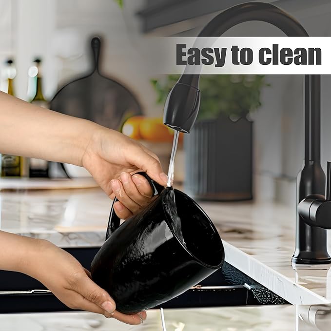 27OZ Extra Large Ceramic Coffee Mug, Jumbo Coffee Mugs, Big Tea Cups with a Large Handle for Office and Home set of 2 (Black)