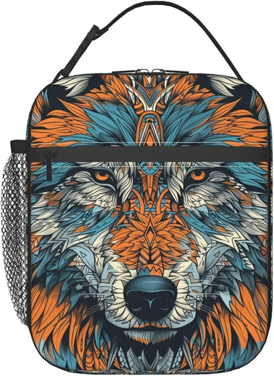 Wolf Lunch Box for Women Men, Insulated Lunch Box Reusable Portable Lunch Bag Cooler Tote Waterproof Lunch Container for Office Picnic Work Travel