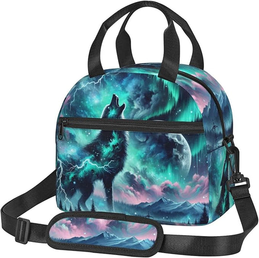 Wolf Moon Reusable Insulated Lunch Box Waterproof Lunch Bag with Detachable and Adjustable Shoulder Strap for Office Picnic or Travel