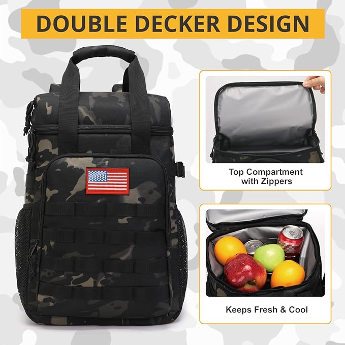 Tactical Backpack Cooler,Lunch Backpack for Men Adults Work with Handle，Soft Cooler Backpack Insulated Waterproof Leak Proof