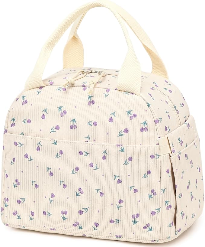 Bluboon Lunch Bag for Women Men Cute Corduroy Lunch Tote Bags Reusable Insulated Lunch Box Large Capacity Reusable Insulated Cooler for Work Picnic or Travel