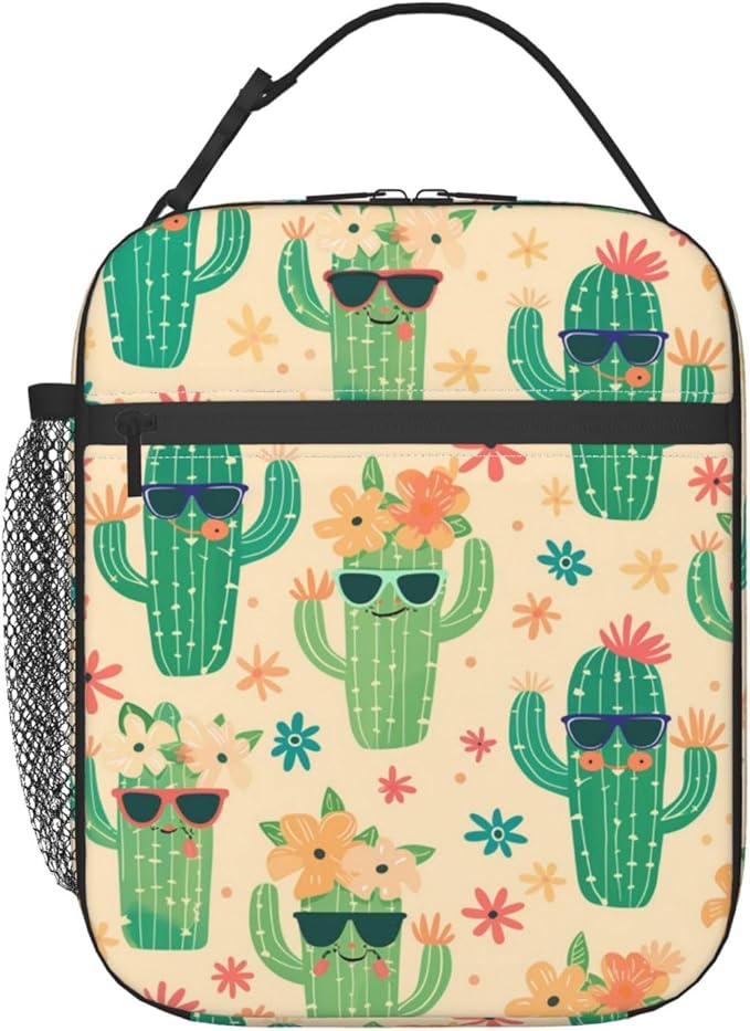 Cactus Lunch Box for Women Men, Insulated Lunch Box Reusable Portable Lunch Bag Cooler Tote Waterproof Lunch Container for Office Picnic Work Travel