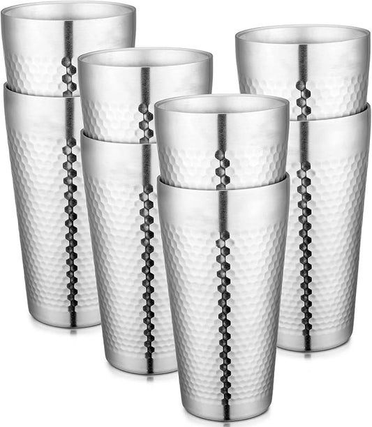 Beasea Stainless Steel Cups 19 oz, 8 Pack Large 18.6oz 550ml Stainless Steel Drinking Cups Water Tumbler Stackable Double Wall Insulated Individual Metal Pint Glasses Tin for Home Party Camping