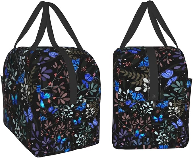 Butterfly Insulated Lunch Bag with Front Pocket,Reusable Cooler Tote with Zipper Use for Men & Women Camping/Hiking/Picnic/Beach/Travel