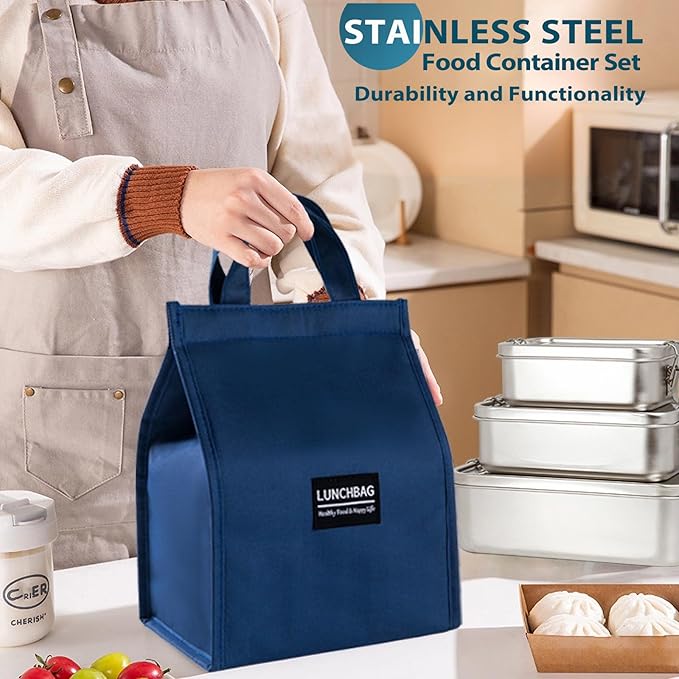 Stainless Steel Bento Box 3 Pack 304 Stainless Steel Lunch Box,Leak Proof Metal Lunch Box With Lids(81oz/47oz/29oz) Bento Box Stainless With 3 Compartments