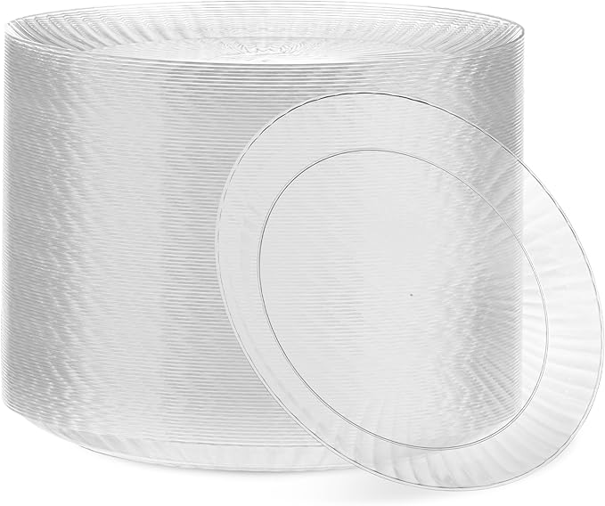 PLASTICPRO 240 Pack Crystal Like Clear Disposable 10 inch Plastic Plates Dinner Dishes Plates for Special Occasions Parties