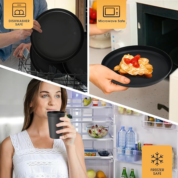 40-Piece Unbreakable Kids Dinnerware Set for Toddlers & Children, BPA-Free & Easy-Clean PP Plates and Bowls, Microwave & Dishwasher Safe, Complete Family Pack (Service for 8)