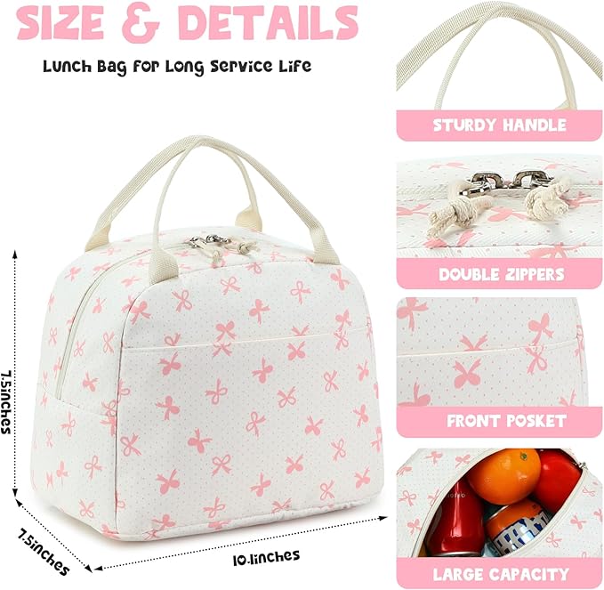 Bluboon Lunch Bag for Women Men Cute Lunch Tote Bags Reusable Insulated Lunch Box Large Capacity Reusable Insulated Cooler for Work Picnic or Travel