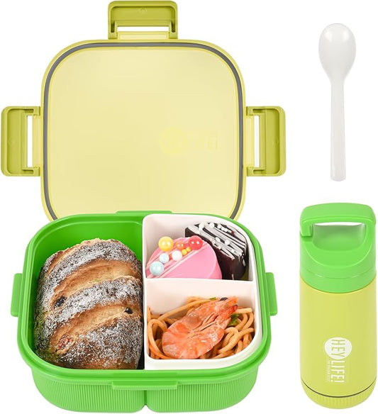 Bento Boxes with Removable Compartments for Adults & Kids,1000ml Lunch Box with Spoon & Water Cup,BPA-Free,Microwave & Dishwasher Safe(Green)