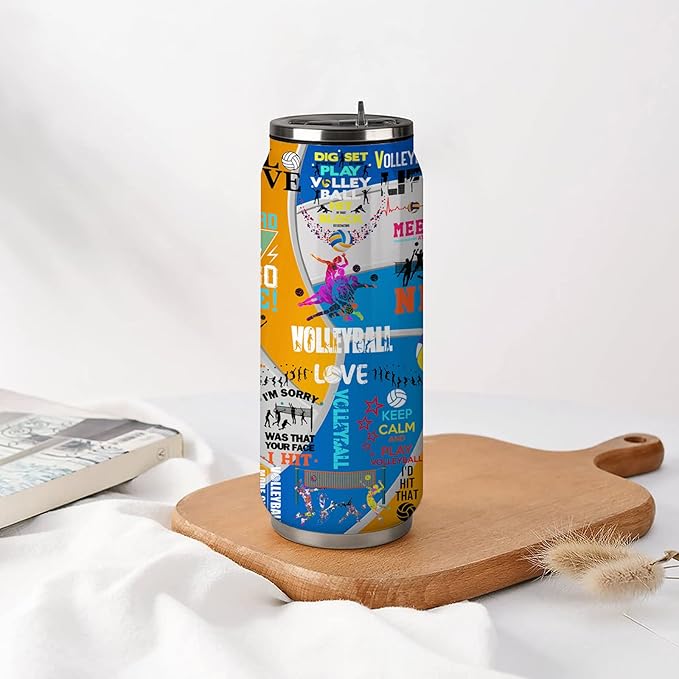 Volleyball Tumbler Cup Travel Mug With Lid,Volleyball Lover Birthday Gifts Stainless Steel Vacuum Coffee Mug Cup Volleyball Gifts For Women Men 17 Oz