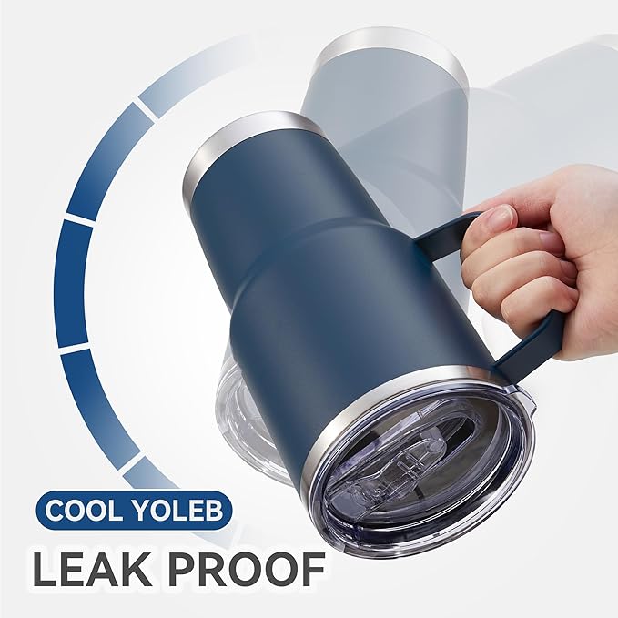 30 oz Tumbler with Handle and Lid, Stainless Steel Tumblers Bulk Double Wall Vacuum Insulated Travel Mug Leak Proof Cup Keep Drinks Cold and Hot Navy, 12 Pack