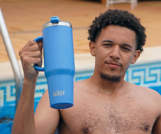 Beast 50 oz Tumbler Stainless Steel Vacuum Insulated Coffee Ice Cup Double Wall Travel Flask (Stormy Sky Blue)