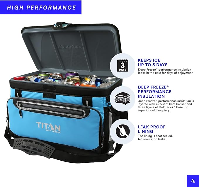 Titan by Arctic Zone Deep Freeze Cooler - Zipperless Hardbody Cooler - Deep Freeze Insulation, HardBody Liner, and SmartShelf