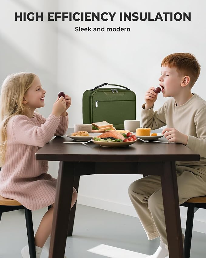 Tuwubi Kids Lunch Bag Insulated Lunch Box for Kids Small Lunch Bag for Boys/Girls Durable Lunchbox for School,Green 10-Can(5L)