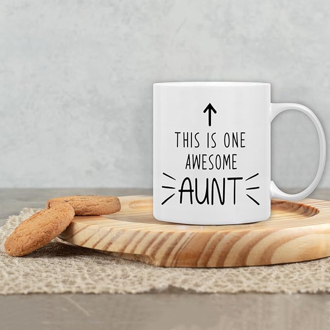 QASHWEY Aunt Gifts Mug, Aunt Gifts from Niece Nephew Coffee Mug, BestAunt Ever Gift Coffee Mugs, Auntie CoffeeMugs Tea Cup Gift for Aunts Aunties, This is One AwesomeAunt CoffeeCup Ceramic 11oz