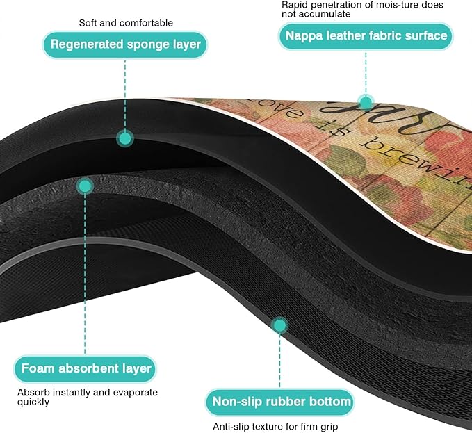 Rubber Dish Drying Mat for Kitchen Counter Large Coffee Bar Washable Quick Home Coffee Pad Fit Under Sink,Bar,Utensils or Stemware (24x18in)