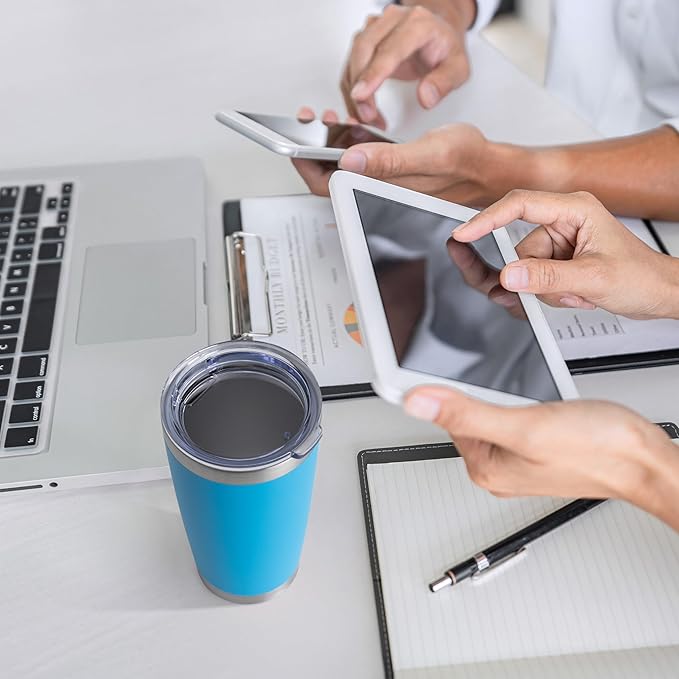 HASLE OUTFITTERS 20oz Stainless Steel Tumblers Bulk, Insulated Travel Cup with Lid, Double Wall Vacuum Coffee Mug for Cold & Hot Drinks 4 Pack, Royal Blue