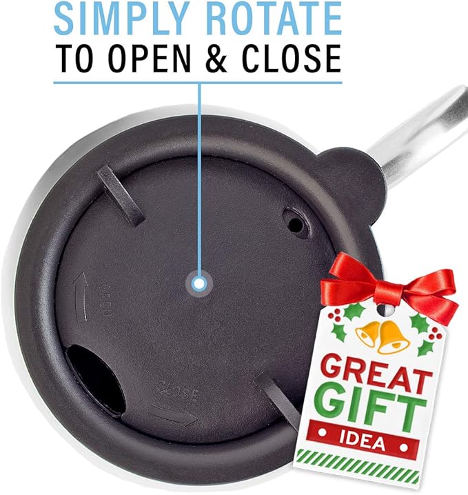 Stainless Steel Coffee Mugs with Lid (Set of 2) - 14 oz Double Walled Steel Coffee Glasses with Lid & Handle - Travel, Outdoor, Camping - Vacuum, Shatterproof, Durable