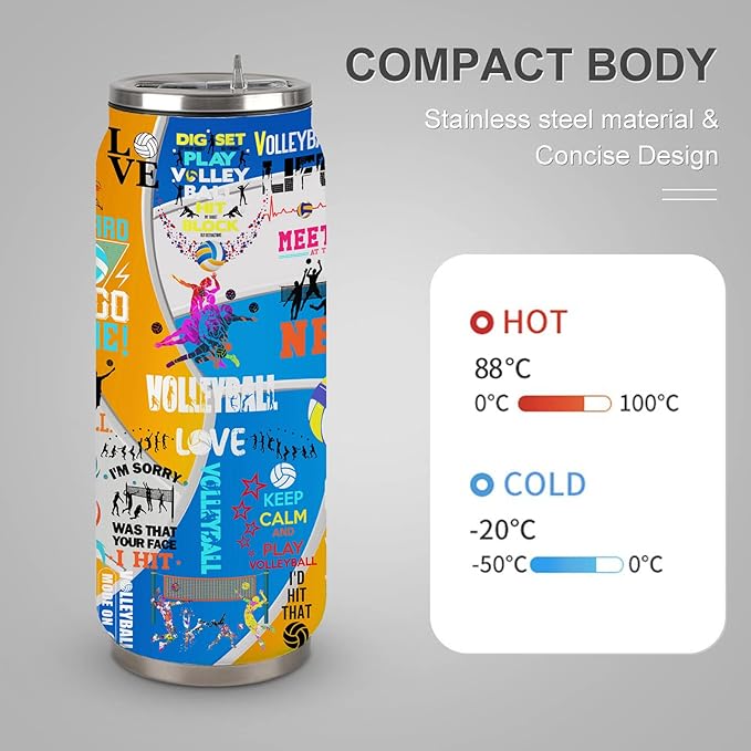 Volleyball Tumbler Cup Travel Mug With Lid,Volleyball Lover Birthday Gifts Stainless Steel Vacuum Coffee Mug Cup Volleyball Gifts For Women Men 17 Oz