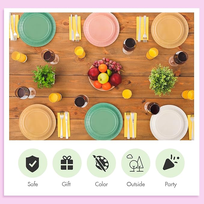 Zhehao 60 Pcs Sage Green Dusty Pink Paper Plates 9 Inch Disposable Summer Plates Party Decoration for Birthday Picnic Spring Wedding Baby Shower