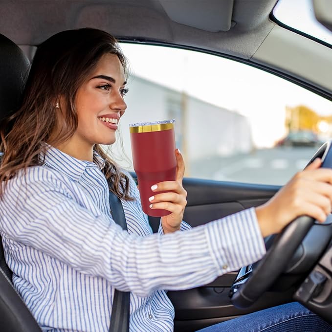 20 oz Tumbler Stainless Steel Tumbler with Lid and Straw, Double Wall Vacuum Insulated Travel Coffee Mug for Laser Engrave, Powder Coated Cups for Hot and Cold Drinks (Red,1 pack)