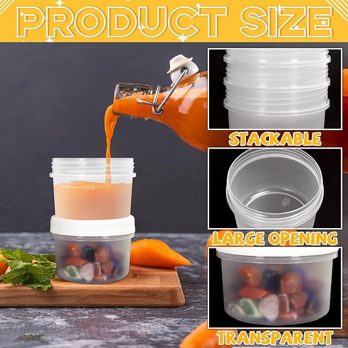 10 Pack 4oz Reusable Small Plastic Containers with Screw Lids, Small Food Storage Freezer Containers, Stackable Food Storage Jars, Sauce Condiment Jars Lunch Box Accessories