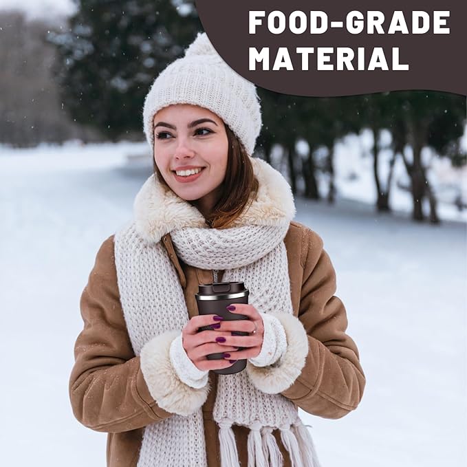 Insulated Coffee Tumblers with Flip Lid 12oz / 17oz, Stainless Steel Travel Coffee Mug Leak Proof, Vacuum Insulated Coffee Mug Reusable Cup, Keeps Cold and Hot for Coffee Tea