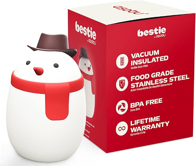 Bestie Foodie Kids Insulated Food Jar – Cute Character Lunch Container for Children, BPA-Free Stainless Steel, Leakproof & Vacuum Sealed, Keeps Food Hot or Cold, Easy to Clean, 16oz