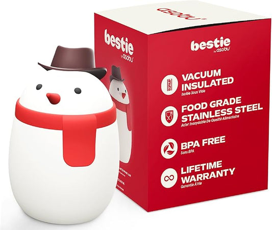 Bestie Foodie Kids Insulated Food Jar – Cute Character Lunch Container for Children, BPA-Free Stainless Steel, Leakproof & Vacuum Sealed, Keeps Food Hot or Cold, Easy to Clean, 16oz