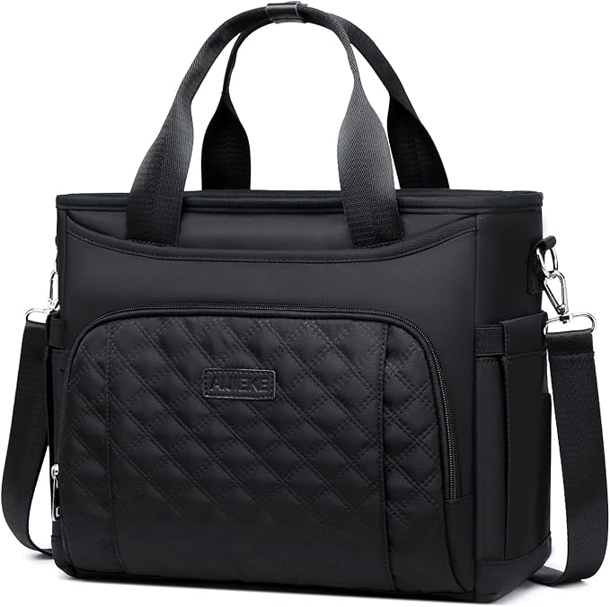 AIJIEKE Insulated Lunch Bag for Men Women, Lunch Box, Lunch Tote for Work, Large Leak Proof Cooler Bag with Removable Strap, Reusable Adult Lunchbag, Picnic, Office, Beach, Black