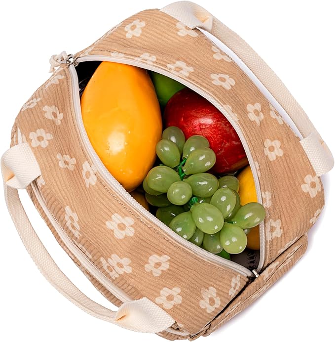 Bluboon Lunch Bag for Women Men Cute Corduroy Lunch Tote Bags Reusable Insulated Lunch Box Large Capacity Reusable Insulated Cooler for Work Picnic or Travel