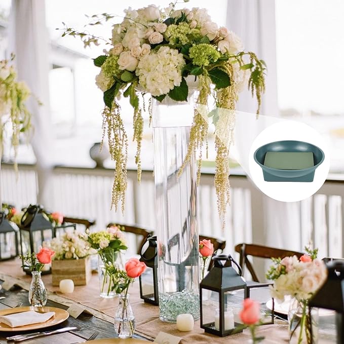 Aemygo 6.3 Inch Round Floral Foam 24 Sets Large Size DIY Flower Foam with Bowl, Round Flower Arrangement Kit Green Floral Arranging Supplies for Wedding Birthday Party Decoration