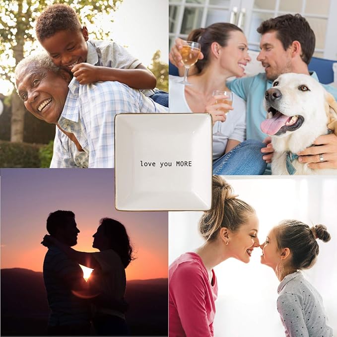 Simply Charmed Love You More Gift | Husband and Wife Ring Dish | Jewelry Ring Holder | Elegant Trinket Tray Organizer Dish