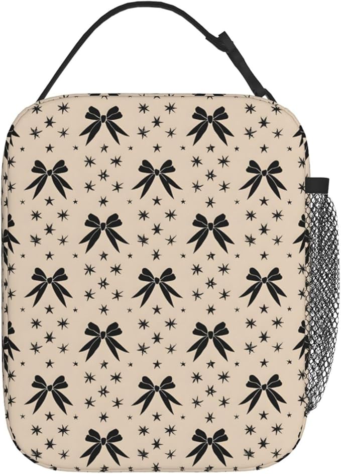 Bows and Stars Lunch Box for Women Men, Insulated Lunch Box, Reusable Lunch Bag for Office, Work, Picnic, Travel