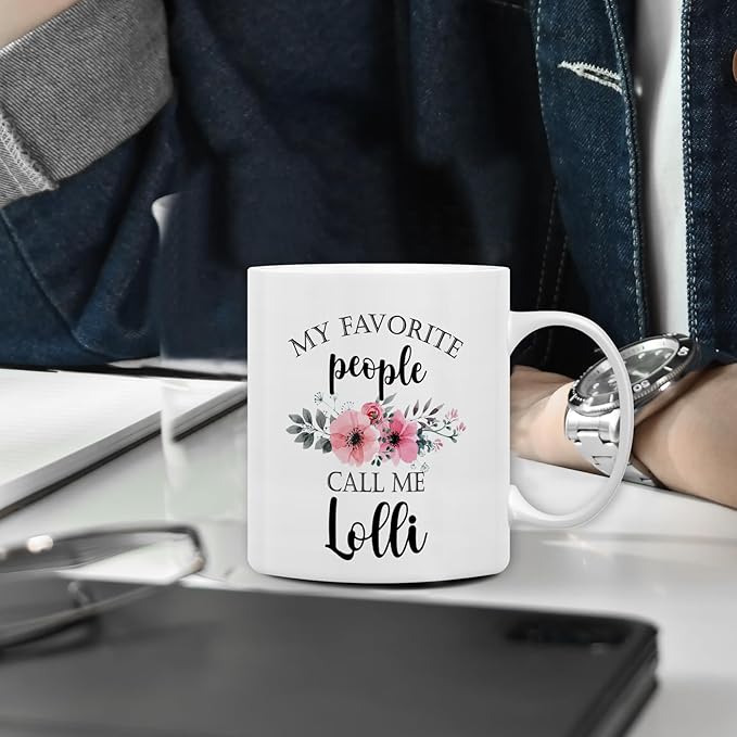 QASHWEY Lolli Coffee Mug, Lolli Gifts for Grandma, LolliGifts from Grandkids, Grandma Coffee Mugs, Mothers Day Mug Tea Cup Gifts forLolli,My Favorite People Call MeLolli CoffeeCup Ceramic 11oz