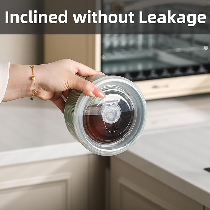 Ceramic Nesting Bowls with Lid: Microwave Safe Food Storage Containers for Work Lunch Picnic Camping Meal Prep Soup Salad Cereal Leftovers - 5 & 6 Inch, 20 & 32 oz, Set of 2, Green