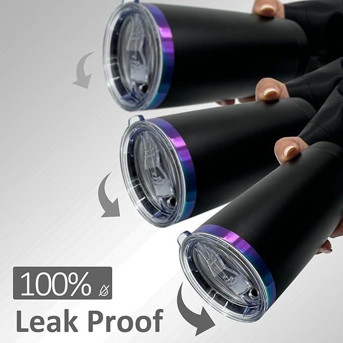 20 oz Tumbler Bulk 4 Pack Stainless Steel Tumblers with Lids and Straws, Double Wall Vacuum Insulated Travel Coffee Mug for Laser Engrave, Powder Coated Cups for Hot and Cold Drinks (Black,4 pack)