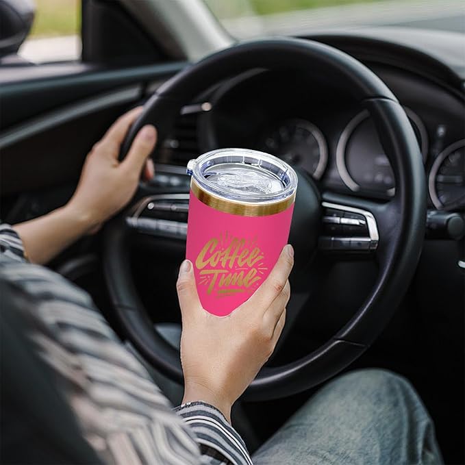 20 oz Tumbler Stainless Steel Tumbler with Lid and Straw, Double Wall Vacuum Insulated Travel Coffee Mug for Laser Engrave, Powder Coated Cup for Hot and Cold Drinks (Rosy,1 pack)