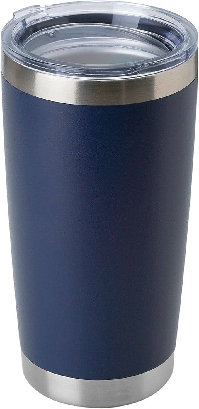 DOMICARE 20oz Stainless Steel Tumbler Bulk with Lid, Double Wall Vacuum Insulated Travel Mug, Powder Coated Coffee Cup (Powder Navy, 1)