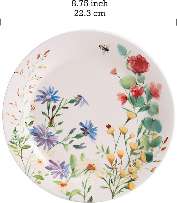 Bico Summer Provence Salad Plates Set of 4, 8.75 Inch Ceramic Dessert Plates for Salad, Appetizer, Side Dishes, Microwave and Dishwasher Safe, Gift for Housewarming and Thanksgiving