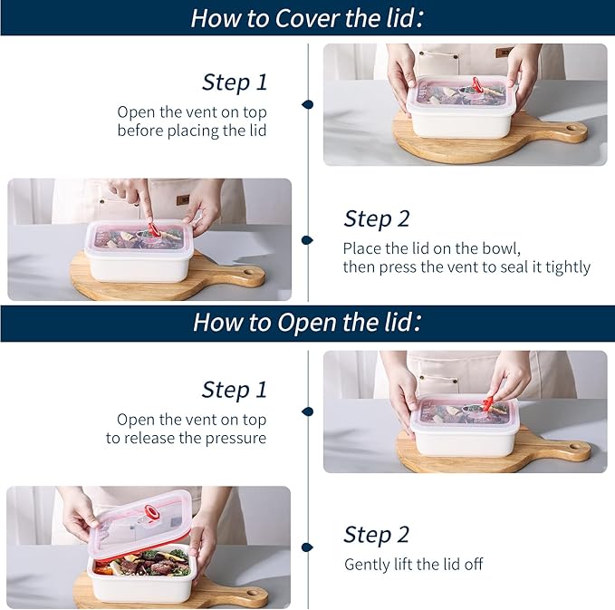 Ceramic Food Storage Containers with Lids, Meal Prep Containers Reusable, Lunch Containers for Meal Prep, Picnic, Camping, Microwave, Dishwasher & Freezer Safe Tupperware Sets with lids, Set of 3