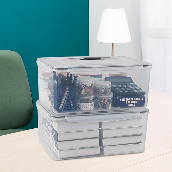 4-Pack Sealed Food Storage Containers with Lid, Clear Airtight Plastic Storage Boxes Bin with Handle