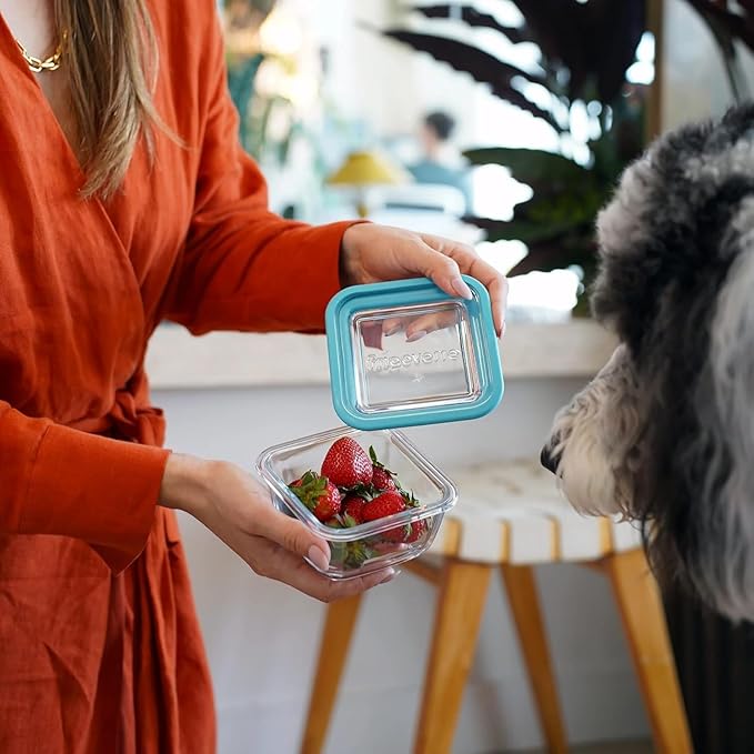 Bormioli Rocco Frigoverre Future Set Of 2 14.25 oz. Square Food Storage Container, Made From Durable Glass, Dishwasher Safe, Made In Italy, 2 Pack.