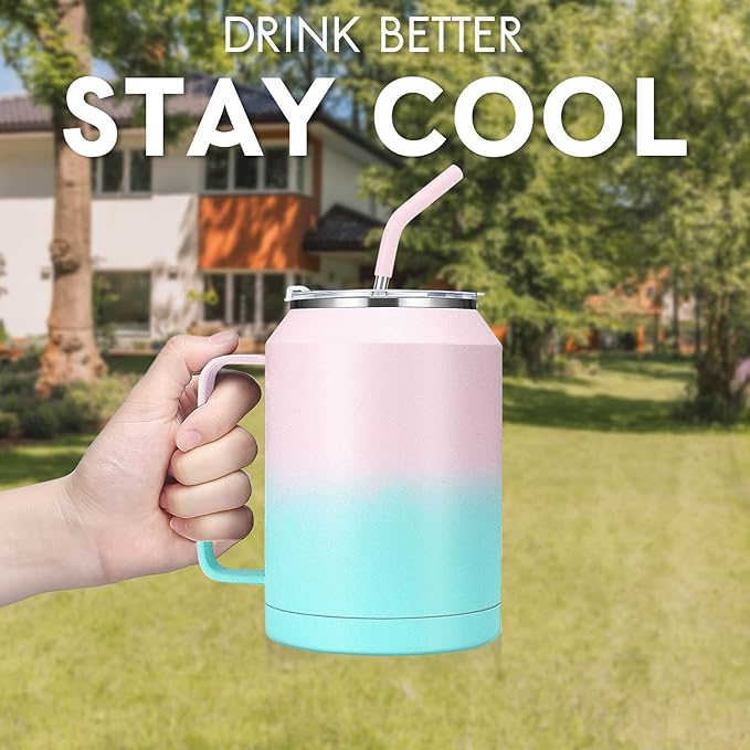Zenbo 50 oz Mug Tumbler – Stainless Steel Vacuum Insulated Mug with Handle,Lid and Straw,Keeps Drinks Cold up to 36 Hours – Sweat-Proof Body, Dishwasher Safe