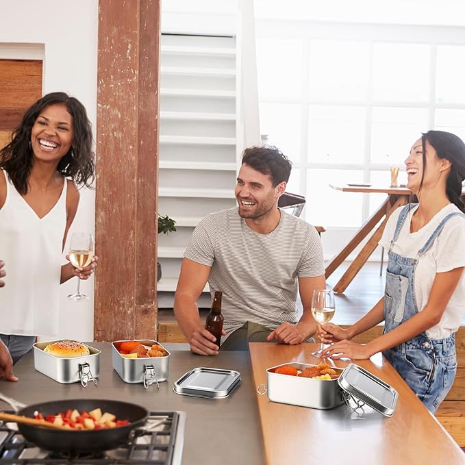 Umigy 12 Pcs Stainless Steel Bento Box 550ml Metal Lunch Box Food Storage Containers Metal Container, Lockable Clips to Leak Proof, Reusable Dishwasher Safe Lunch Snack Boxes for Work, School